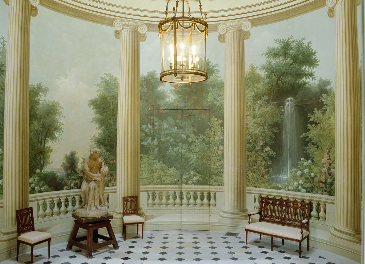 Sala de jantar redonda do Pavillon de Musique, construída em 1781 de Jean Francois Therese Chalgrin