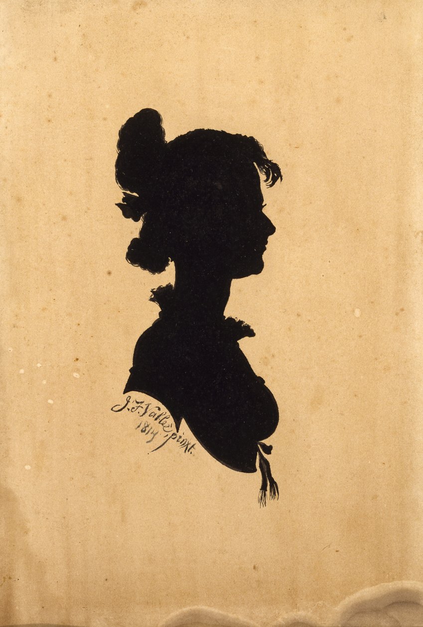 Silhueta de Madame Olivette Sterne, 1814 (tinta na placa de papel) de Jean Francois Vallee