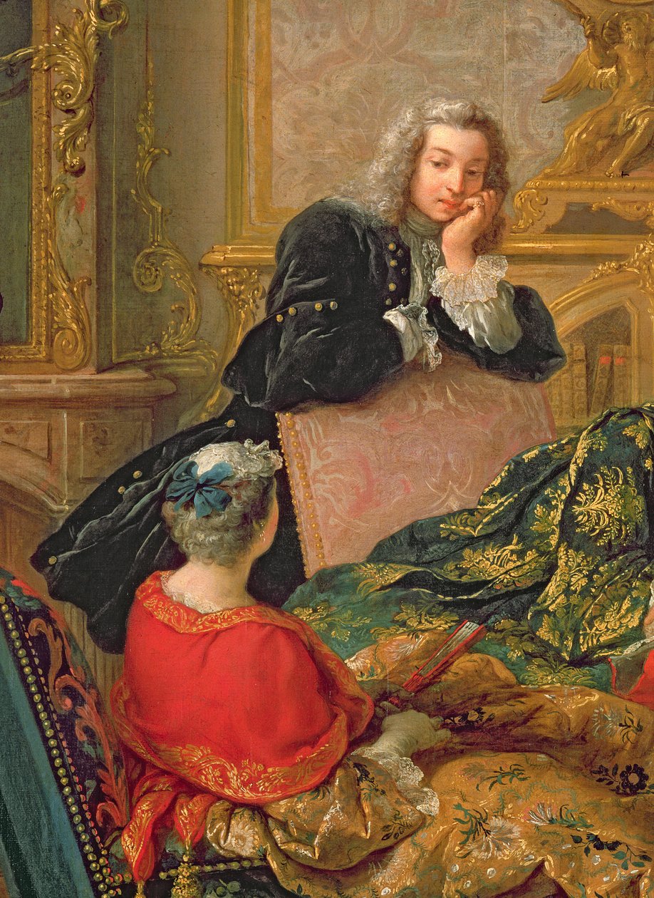 A leitura de Molière, c.1728 detalhe de 29516 de Jean François de Troy