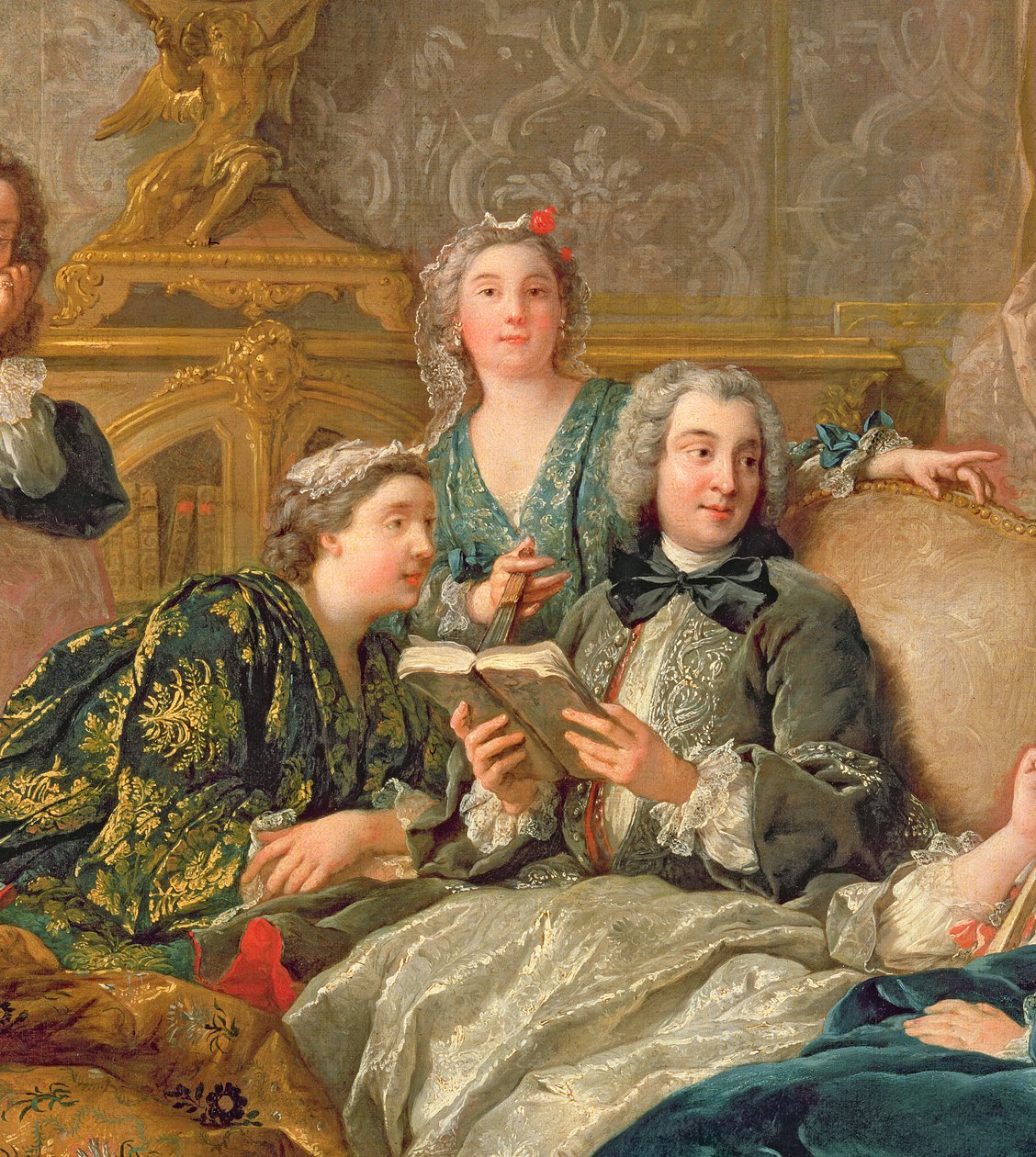 A leitura de Molière, c.1728 detalhe de 29516 de Jean François de Troy