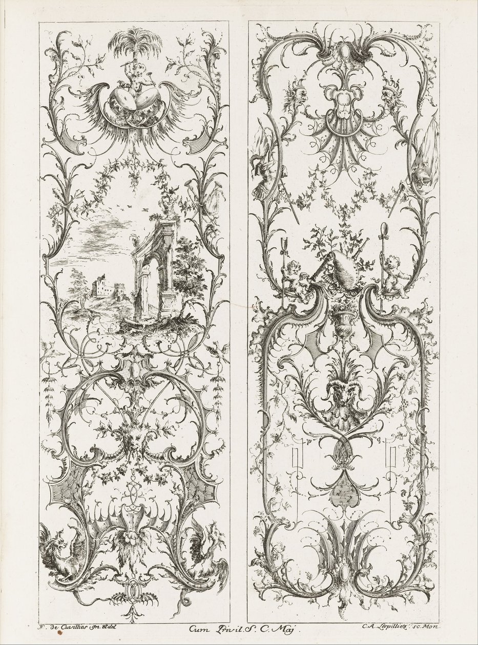 Dois painéis verticais de Jean François Cuvilliés