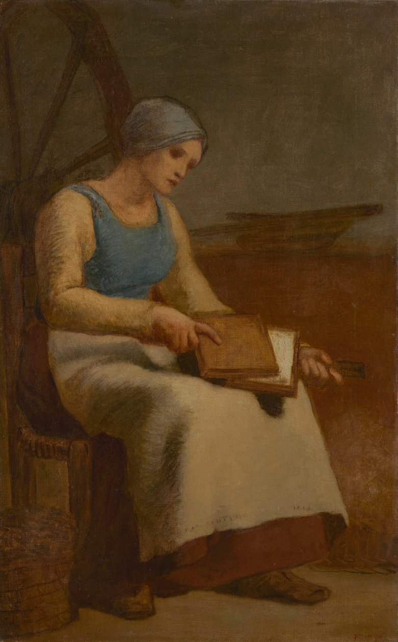 Lã de cardagem da mulher de Jean Francois Millet