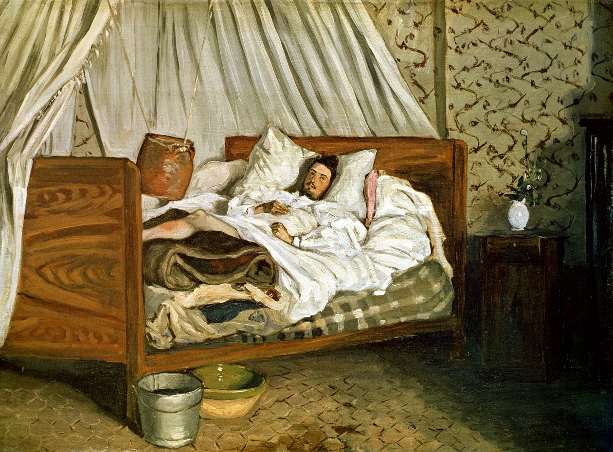 A ambulância improvisada, o pintor Monet ferida em Chailly-en-Biere, 1865 de Jean Frederic Bazille