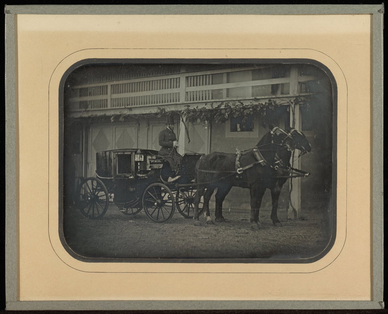 (Transporte e equipe de dois cavalos na casa de campo Beaulieu de Jean-Gabriel Eynard) de Jean Gabriel Eynard