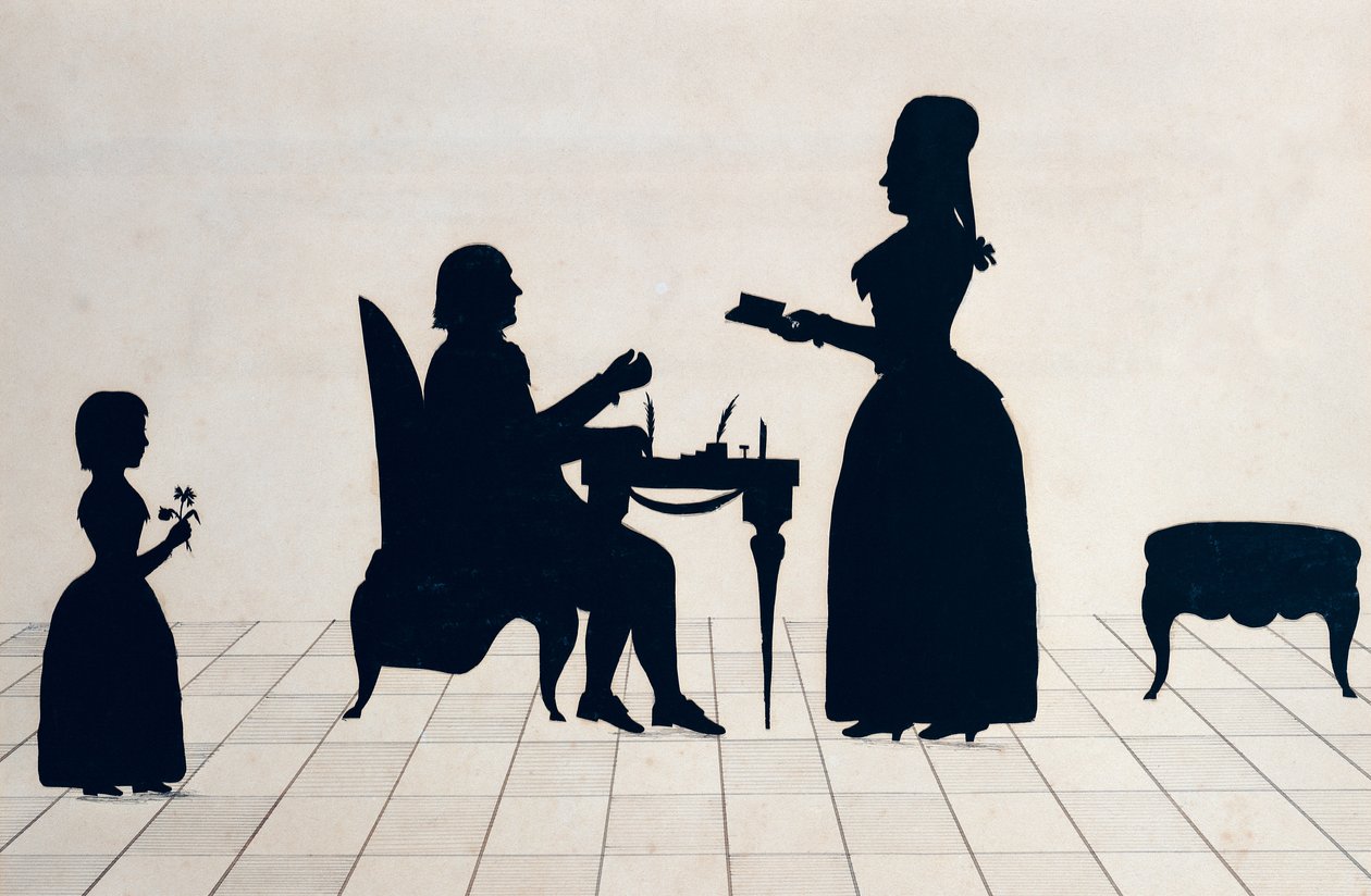 Silhuetas de Monsieur e Madame Roland e sua filha, Eudora de Jean Gaspard Lavater