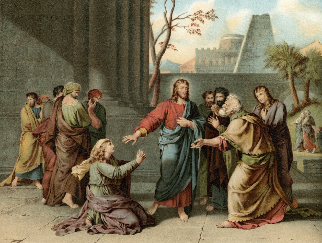 A mulher cananéia de Jean Germain after Drouais