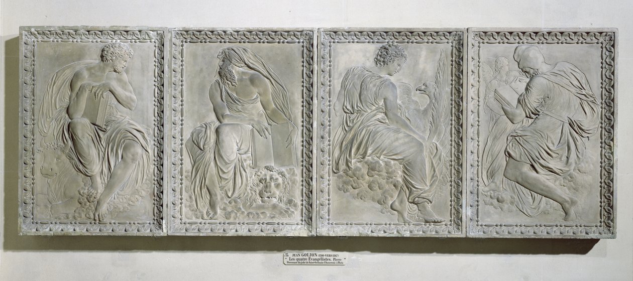 Os Quatro Evangelistas, da tela de Saint-Germain l&39;Auxerrois em Paris, 1544-45 de Jean Goujon