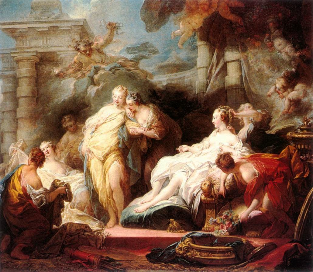Psique mostrando suas irmãs seus presentes de Cupido de Jean Honore Fragonard
