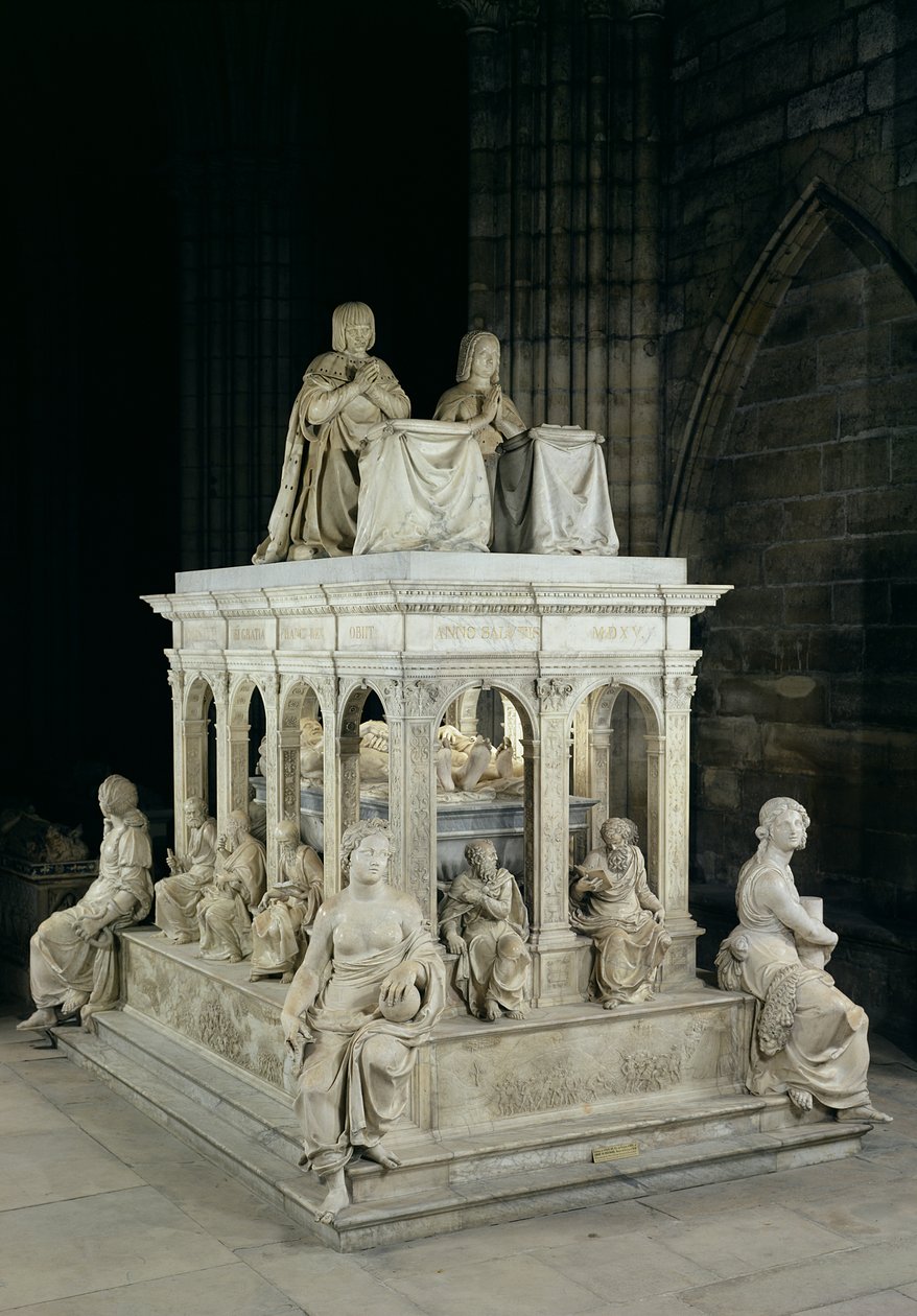 Vista do túmulo de Luís XII (1462-1515) e Ana da Bretanha (1496-1533) (mármore) de Jean I Juste