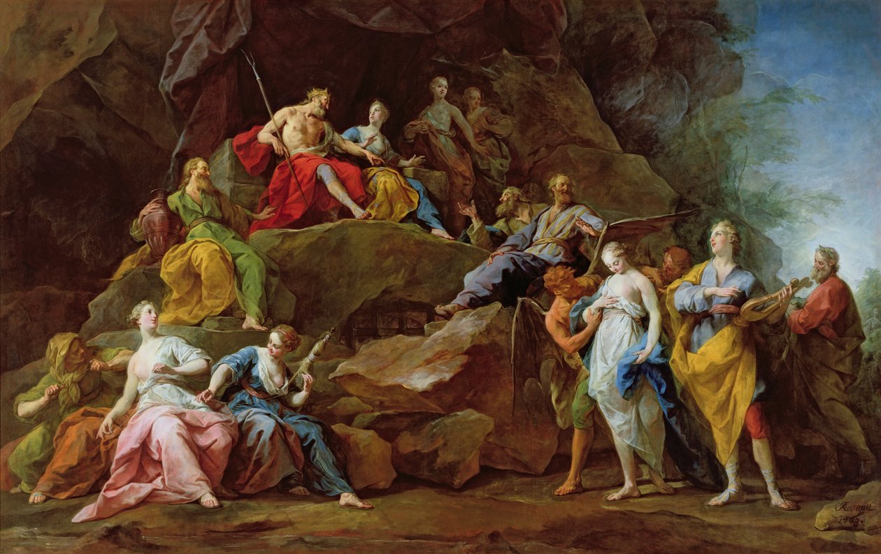 Orfeu no submundo reclamando Eurydice, ou The Music, 1763 de Jean Bernard Restout