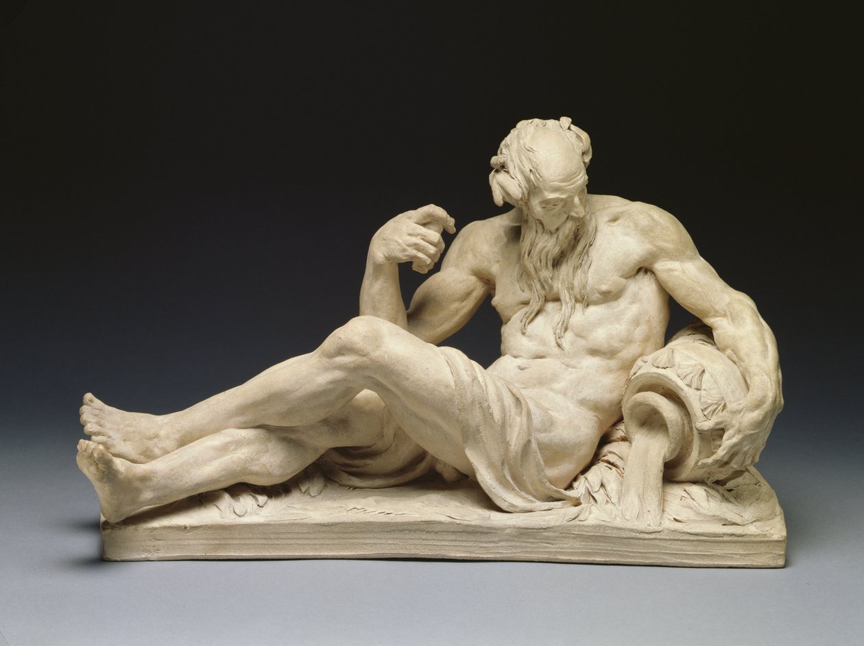 Deus do rio (vista frontal) c.1755 (terracota) (para visão traseira ver 66077) de Jean Jacques Caffieri