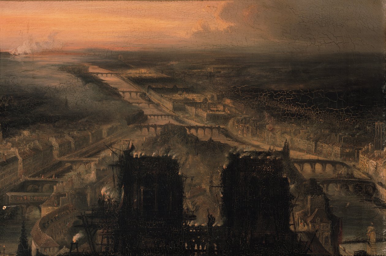 Iluminação de Notre Dame para celebrar a eleição do Príncipe Luís Napoleão Bonaparte (1808-1873) para a República, depois de 1850 de Jean Jacques Champin