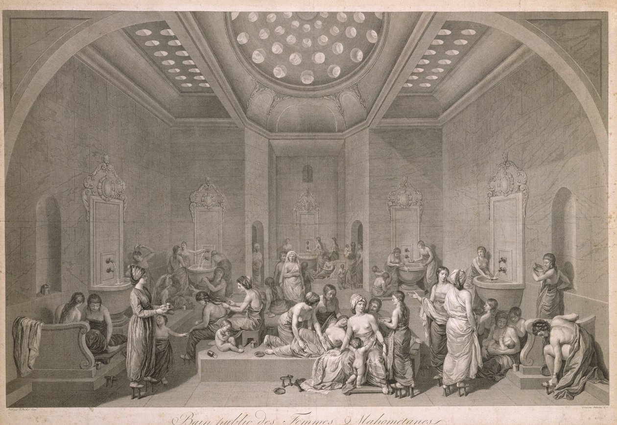 Os banhos públicos para mulheres de Mahommedan, gravados por Robert Delaunay (1749-1814) de Jean Jacques Francois Lebarbier
