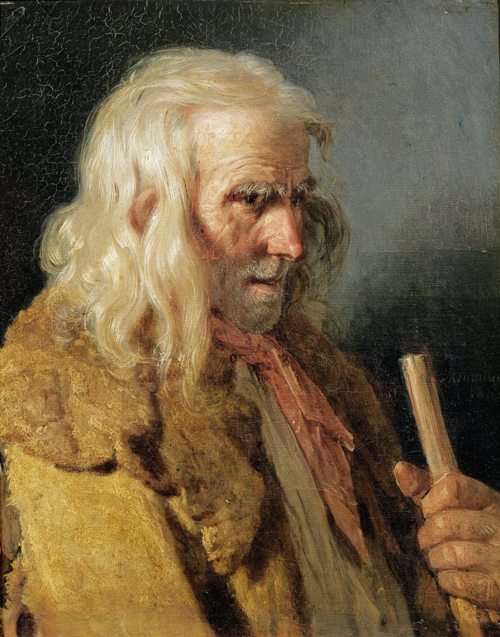 Retrato de um camponês bretão, 1834 de Jean Jacques Francois Monanteuil
