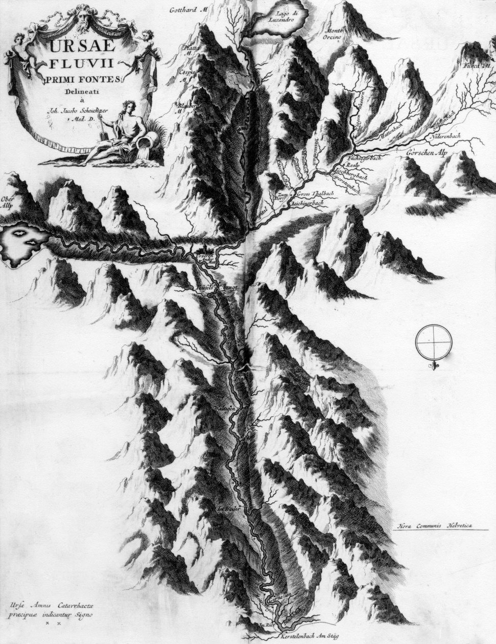 Tenha em rios das primeiras fontes delineati, c.1721 de Jean Jacques Scheuchzer