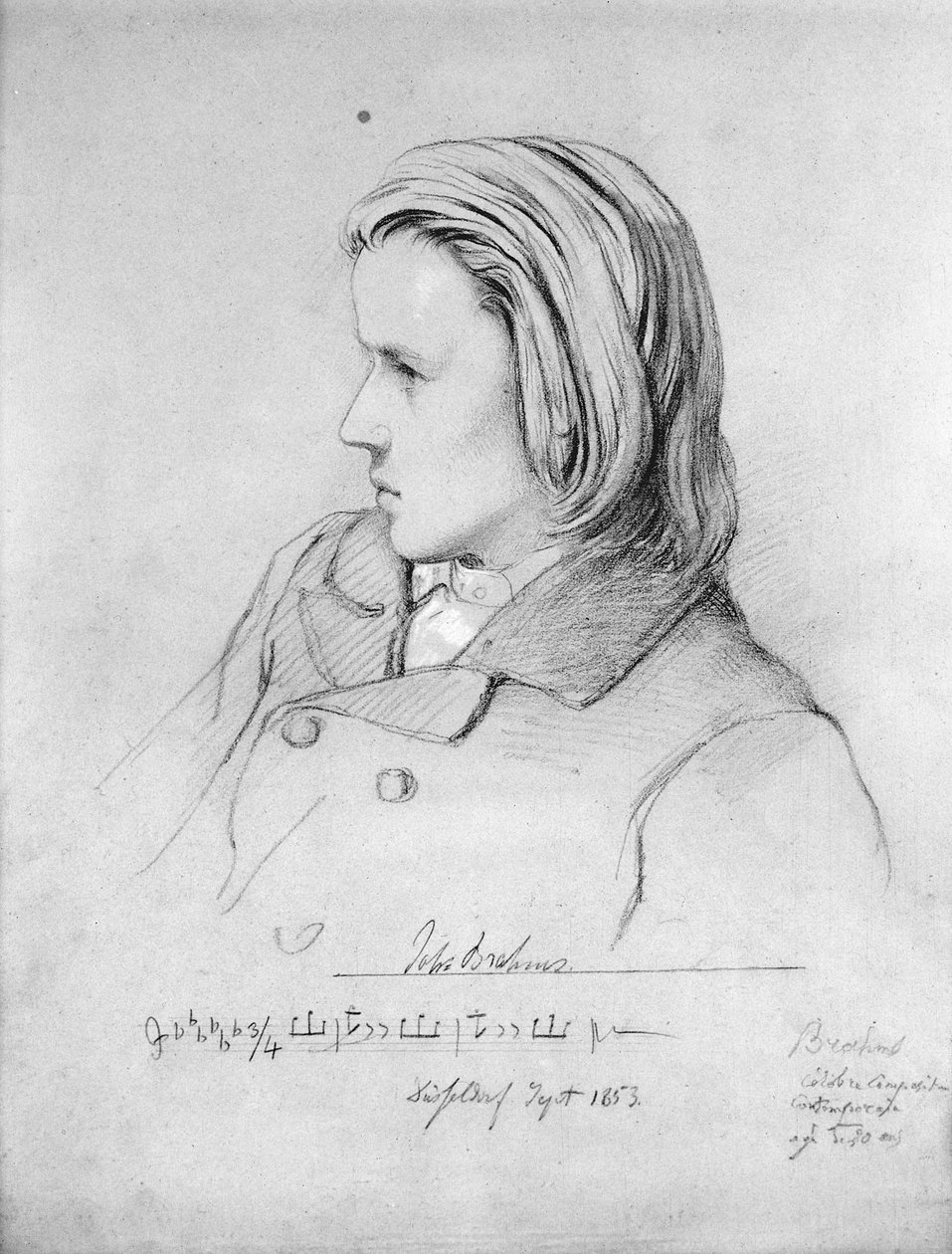 Johannes Brahms (1833-1897) aos 20 anos, 1853 de Jean Joseph Bonaventure Laurens