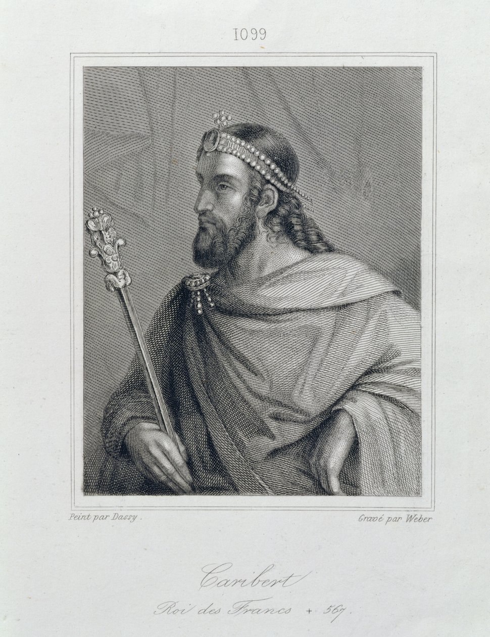 Caribert ou Charibert (d.567) Rei dos Francos, gravado por Weber de Jean Joseph Dassy