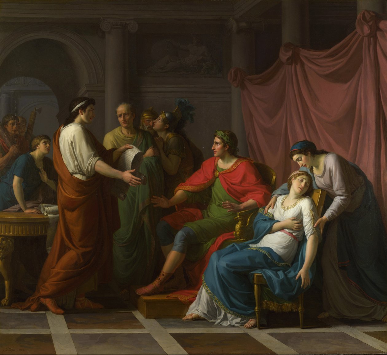 Virgil lendo a Eneida para Augusto e Octavia de Jean Joseph Taillasson