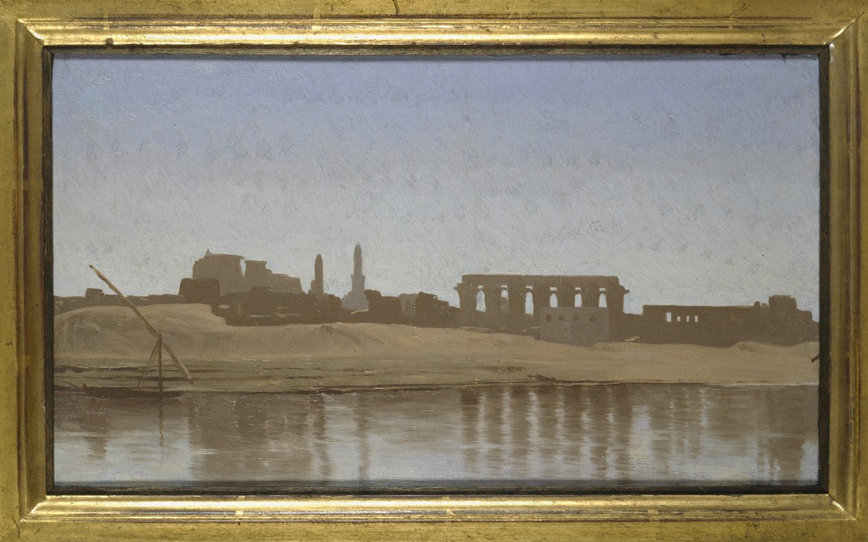 Vista do Nilo em Luxor, 1857 (óleo sobre tela colocado a bordo) de Jean Leon Gerome