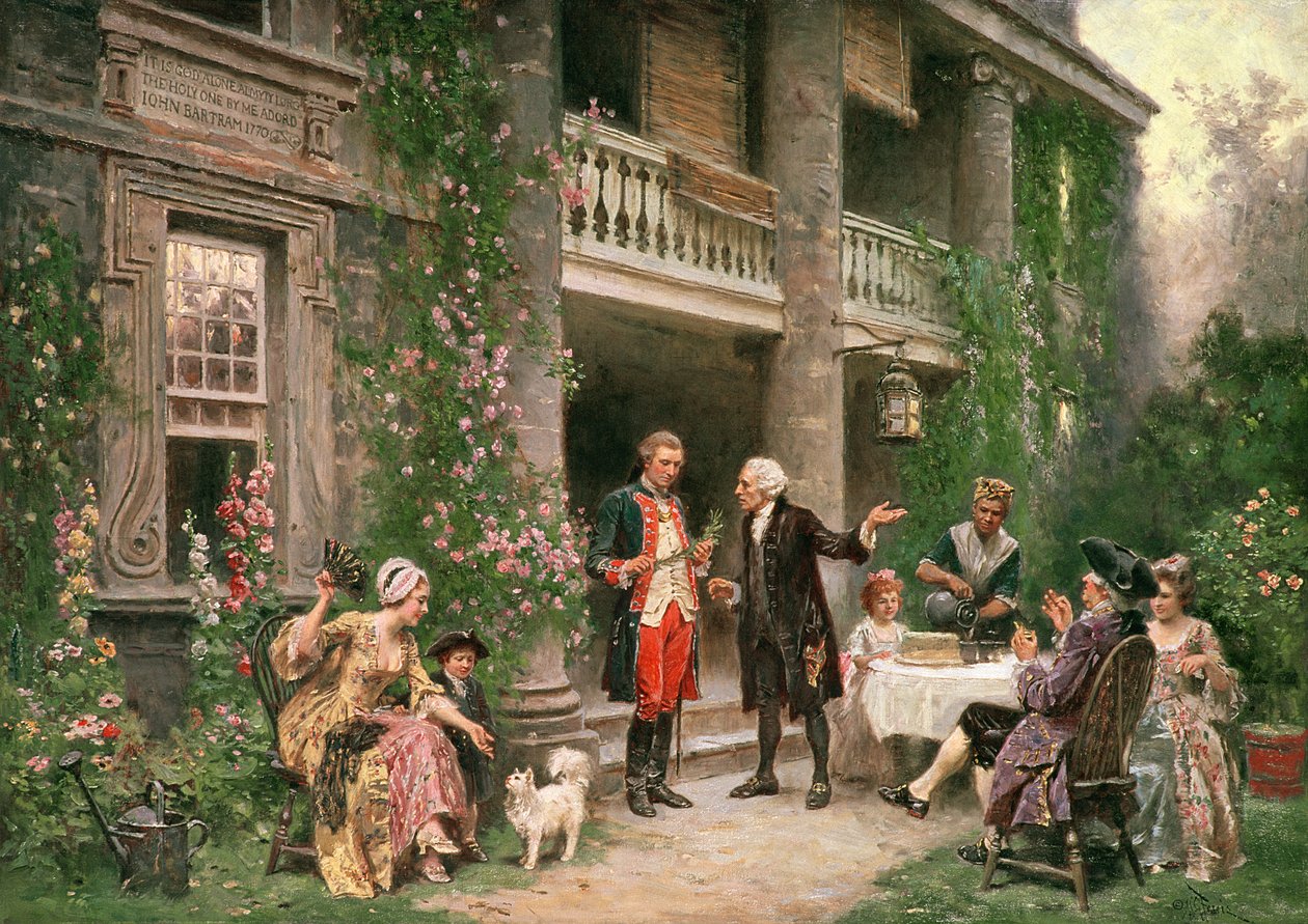 George Washington visitando o Jardim de Bartram em 1787, pintado em 1900 de Jean Leon Gerome Ferris