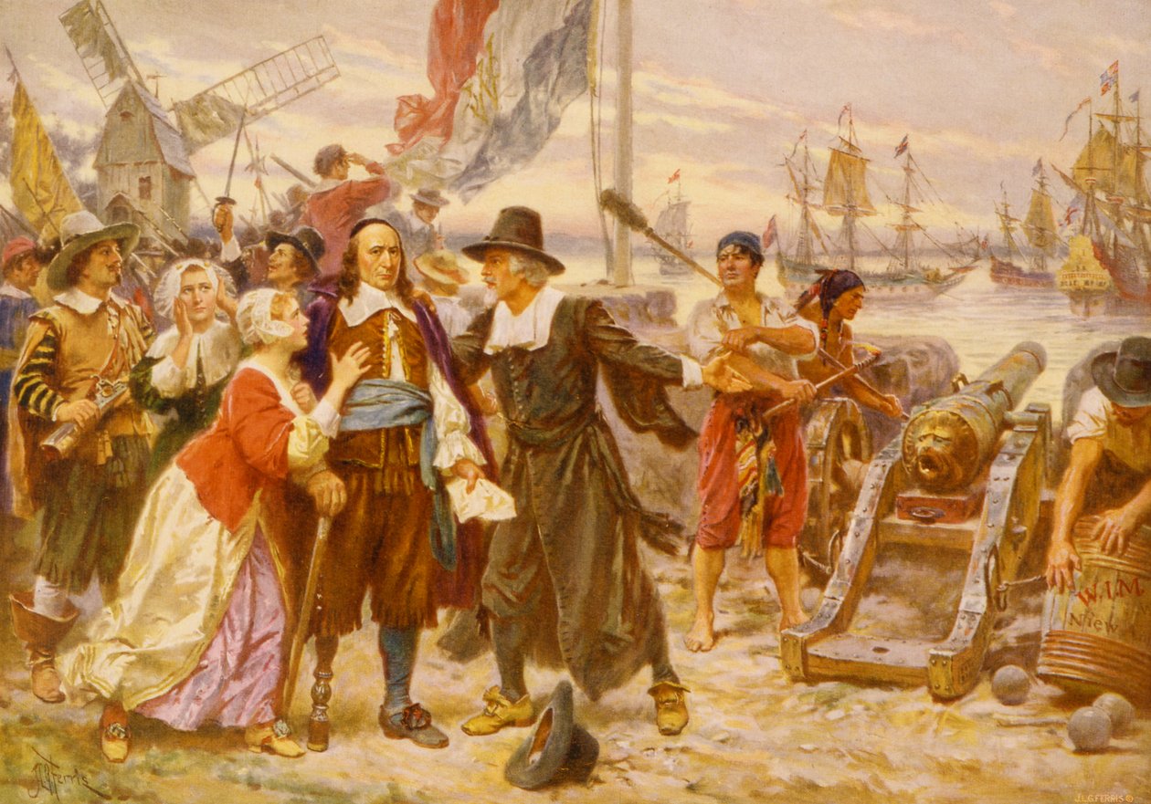 A queda de New Amsterdam, 1932 (impressão) de Jean Leon Gerome Ferris