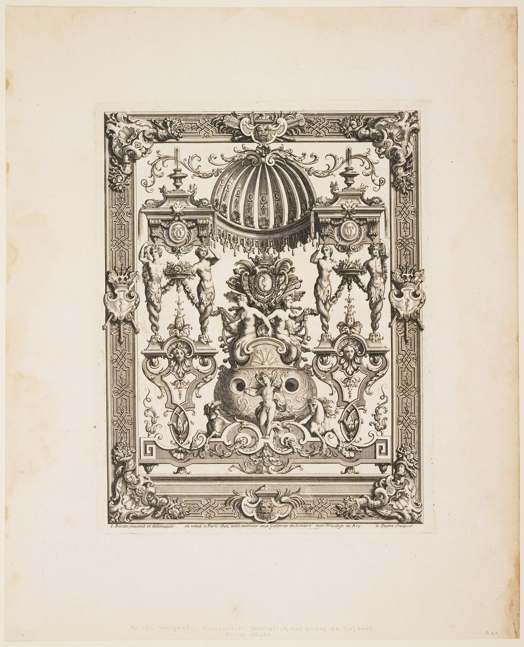 Painel Decorativo No. 190: Armas de Colbert, de Painéis, c.1670-1680 de Jean Lepautre
