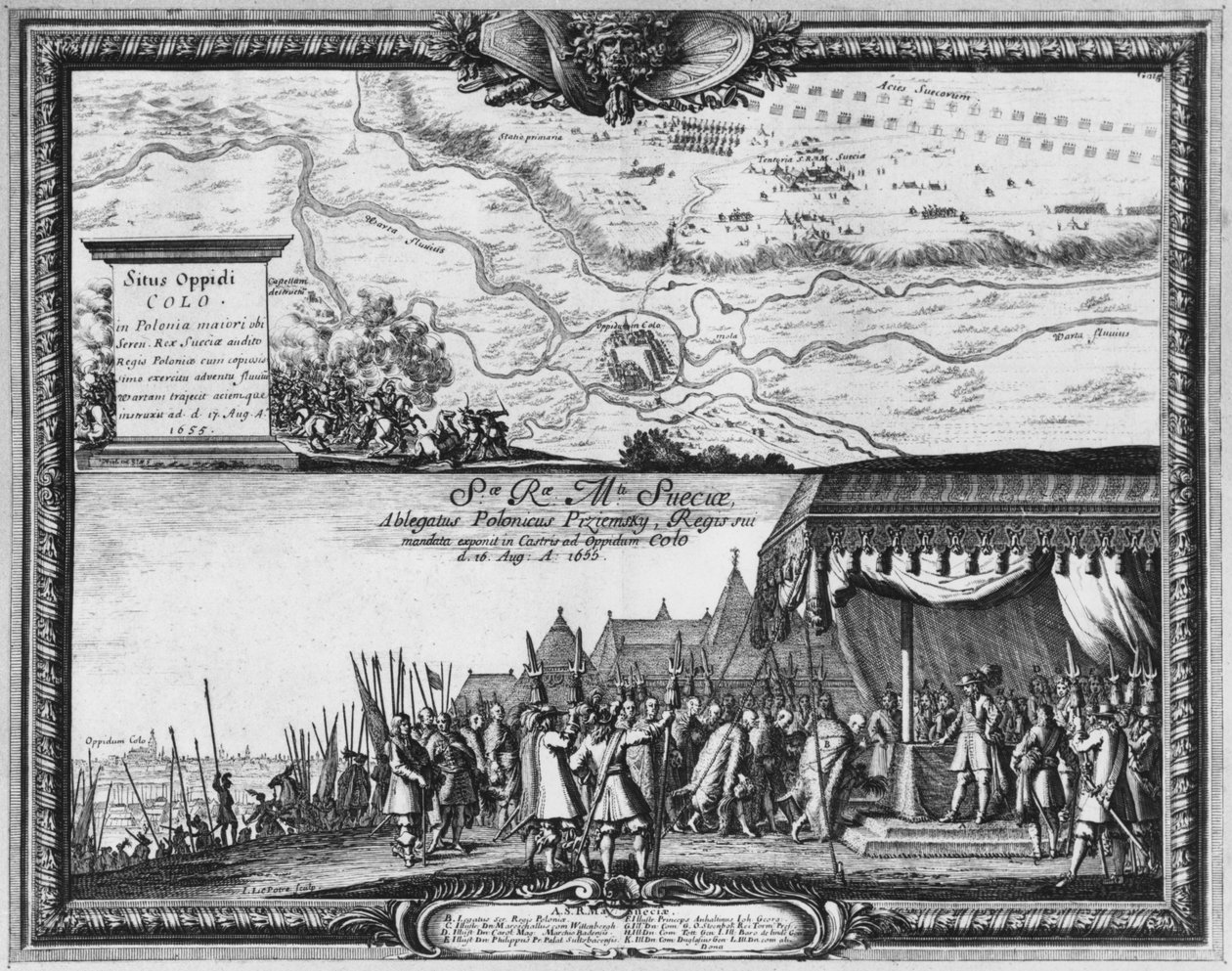 Derrota do exército polonês em Kola, em agosto de 1655, o rei da Suécia recebe o embaixador da Polônia para a capitulação de Jean Lepautre