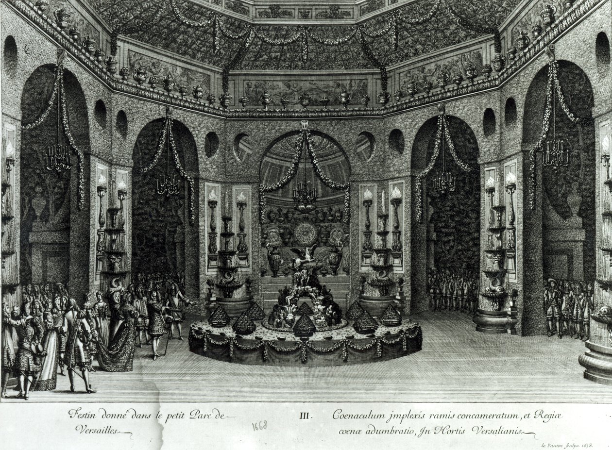 Festa dada nos pequenos jardins em Versalhes, 1678 de Jean Lepautre