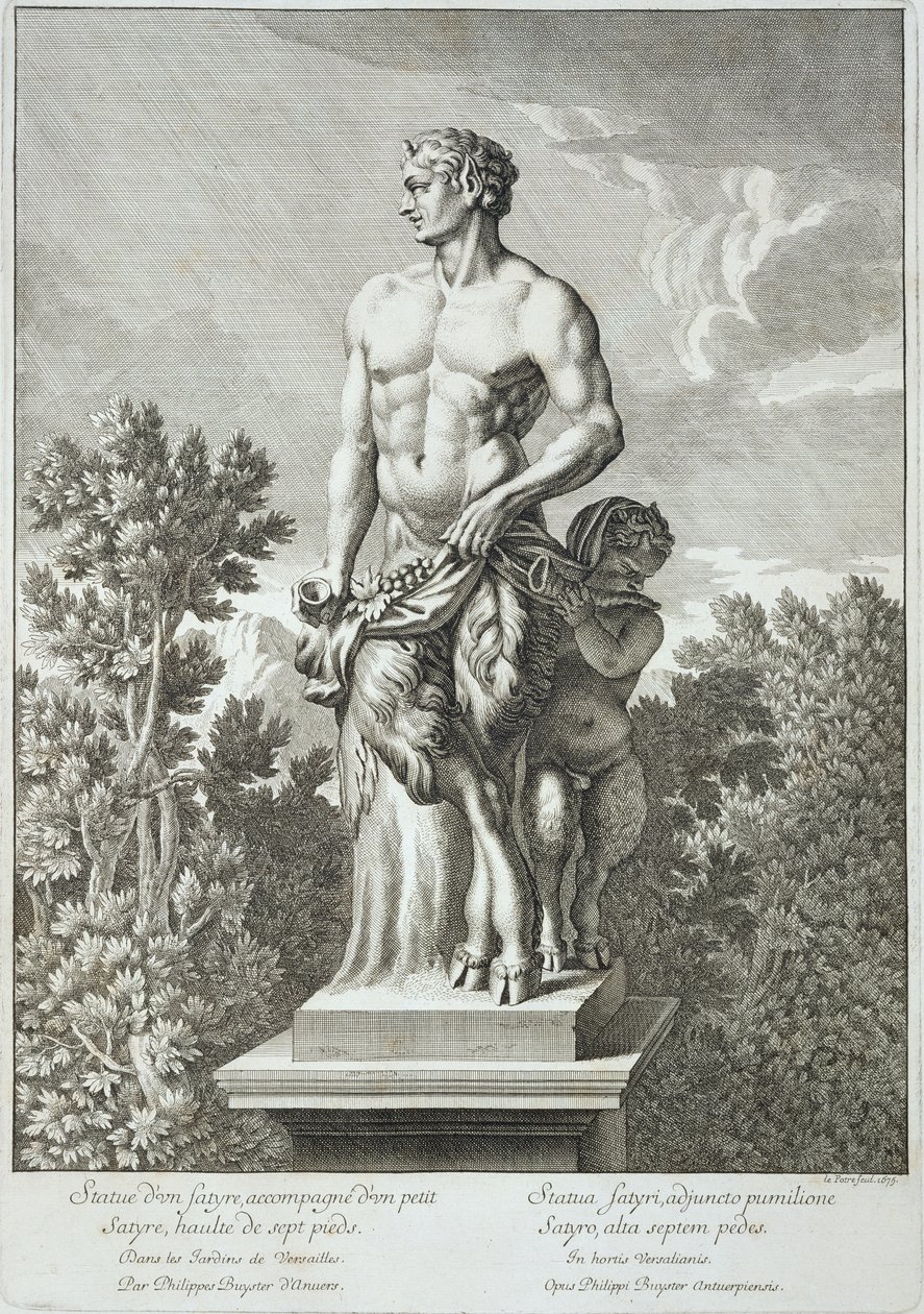 Estátua de um sátiro em Versalhes, 1675, de "Vistas e planos de Versalhes", publicado c.1675-89 (ver também 170893) de Jean Lepautre