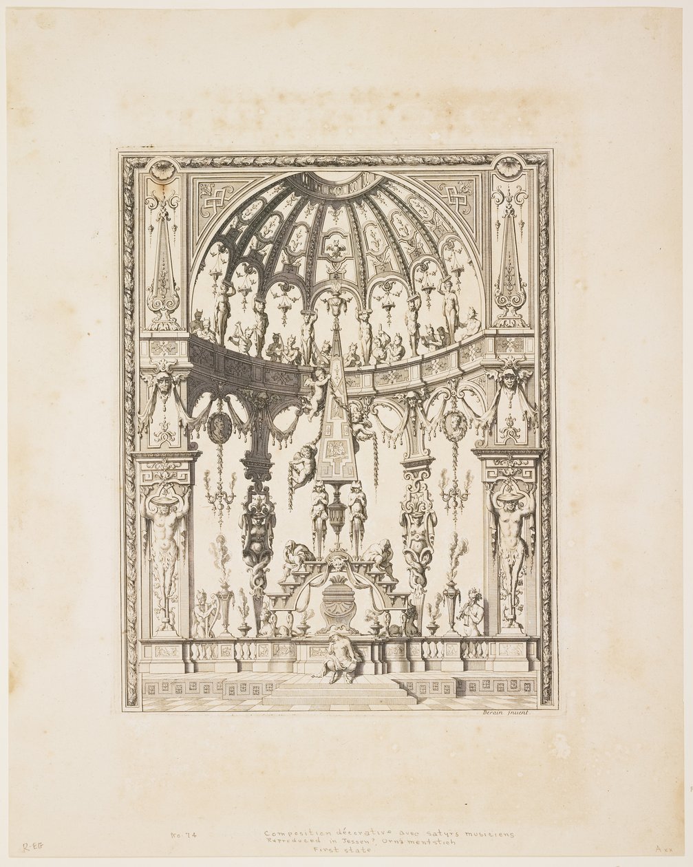 O Funeral Satyr de uma série de desenhos para painéis decorativos, 1670-80 de Jean Lepautre