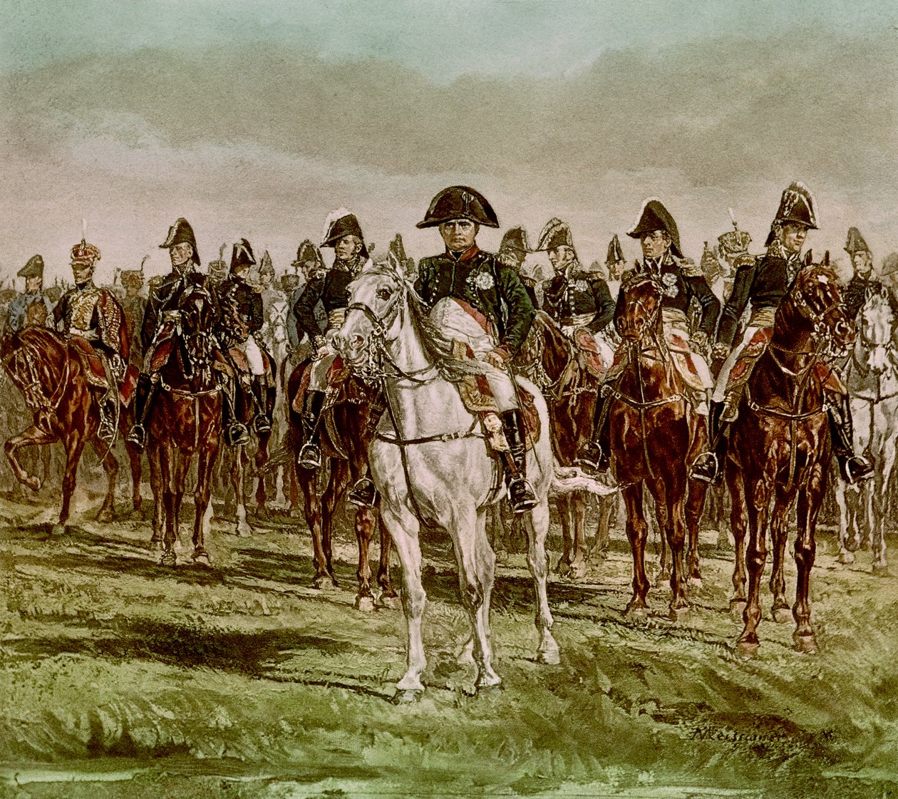 Napoleão I (1769-1821) e sua equipe, c.1860 (ver também 62590) de Jean Louis Ernest Meissonier