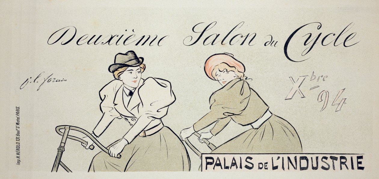 Reprodução de um cartaz publicitário do &39;Salon du Cycle&39;, no Palais de L&39;industrie, 1894 de Jean Louis Forain