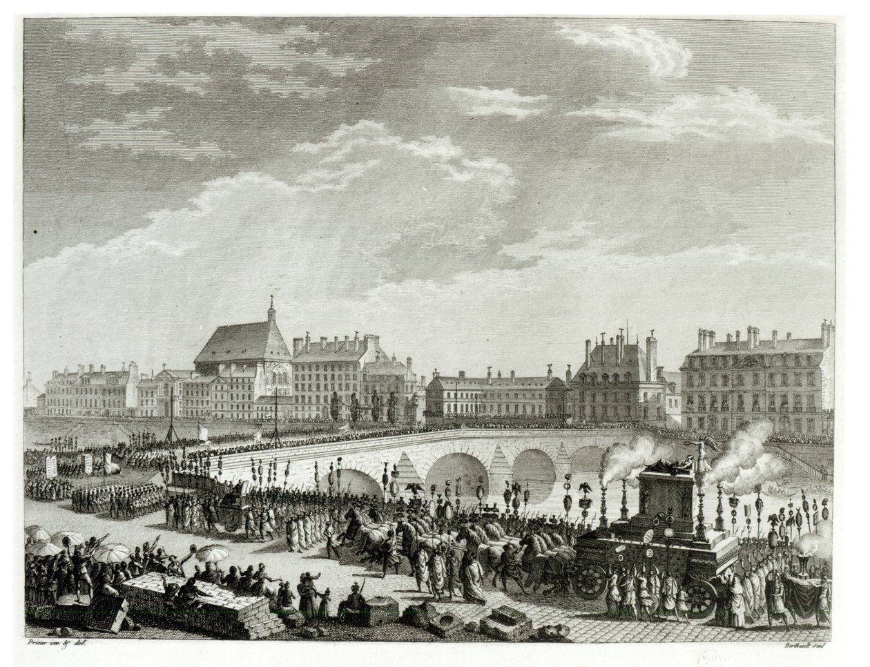 O triunfo de Voltaire, 11 de julho de 1791, gravado por Pierre Gabriel Berthault (1737-1831) de Jean Louis the Younger Prieur