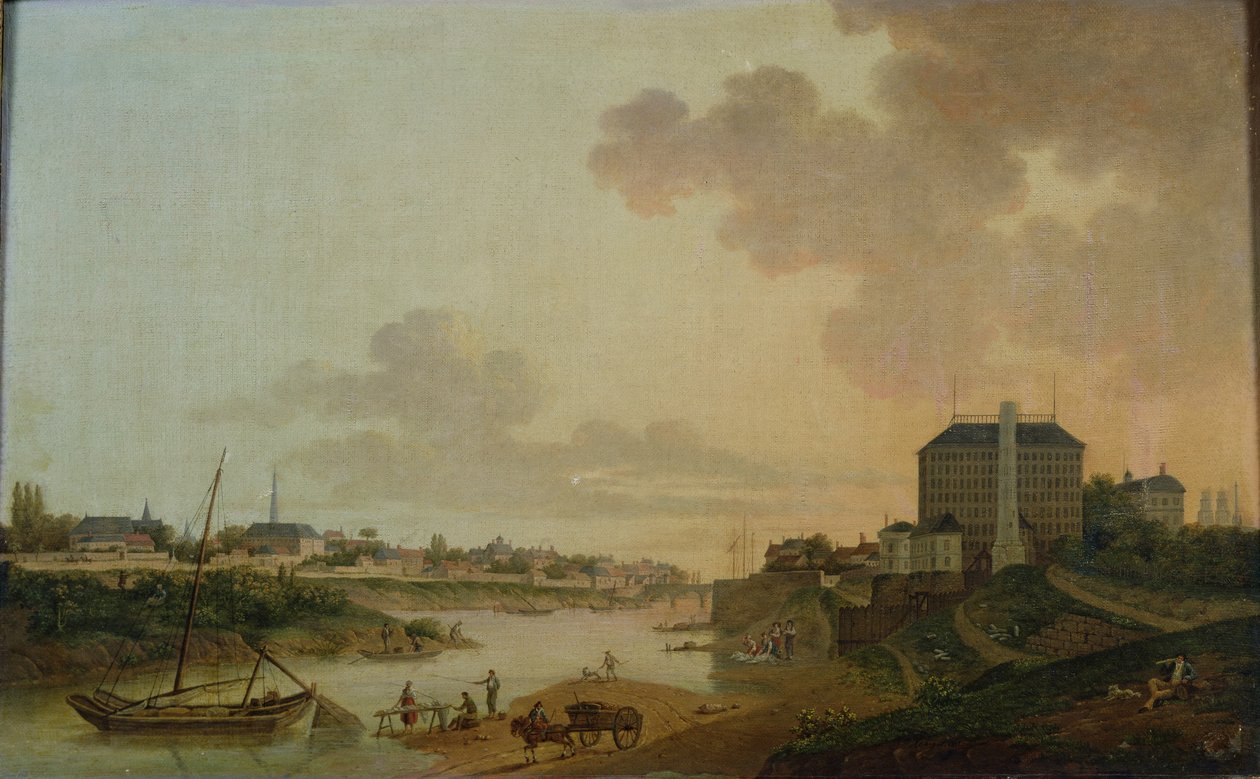 Vista da Fábrica de Algodão do Motte Sanguin em Orleans, 1825 de Jean Louis Rabigot