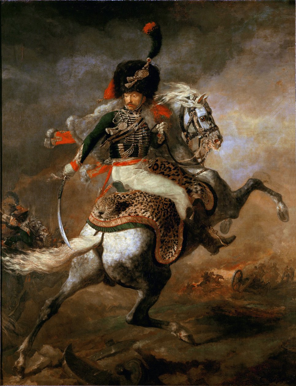 Oficial de Caçadores de Cavalos da Guarda Imperial que cobra Um Oficial da Guarda de Cavalos Imperiais de Theodore Gericault