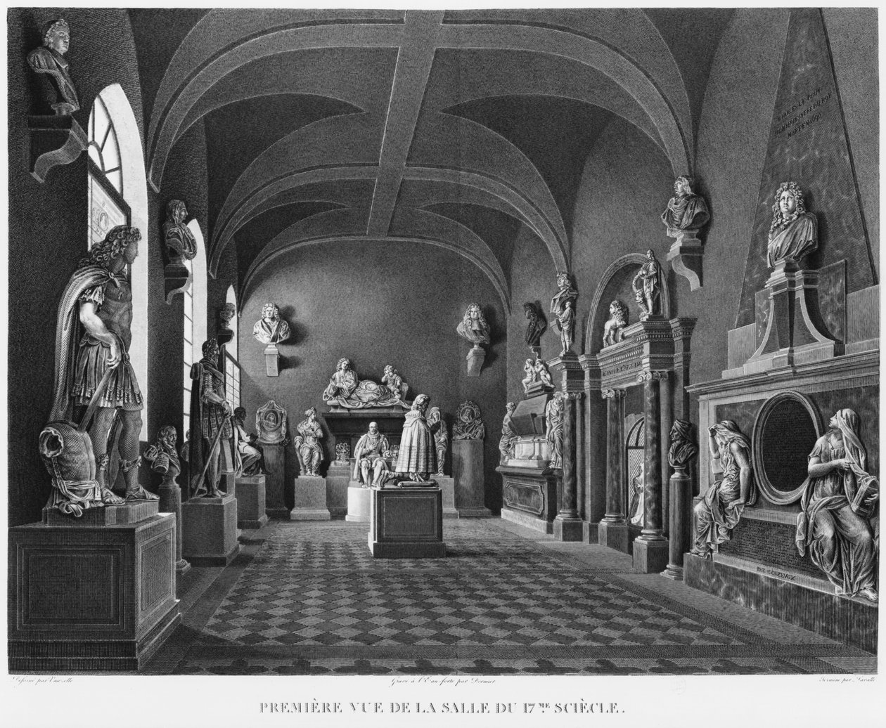 Primeira vista do século XVII, Museu dos Monumentos Franceses, Paris, ilustração de &39;Pitorescas vistas e perspectivas dos quartos do Museu dos Monumentos Franceses e das principais obras ...&39; de Jean Lubin Vauzelle