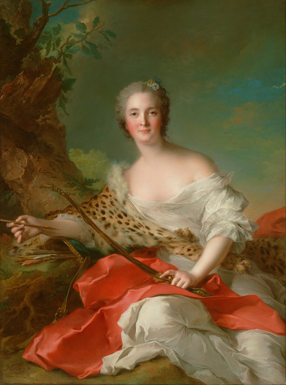 Retrato de Constance-Gabrielle-Magdalen Bonnier de la Mosson como Diana de Jean Marc Nattier