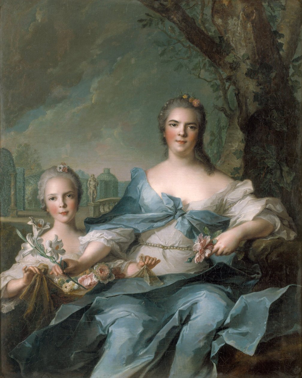 A Duquesa de Parma e Piacenza, Louise Elisabeth da França, e sua filha, Princesa Isabelle de Parma de Jean Marc Nattier