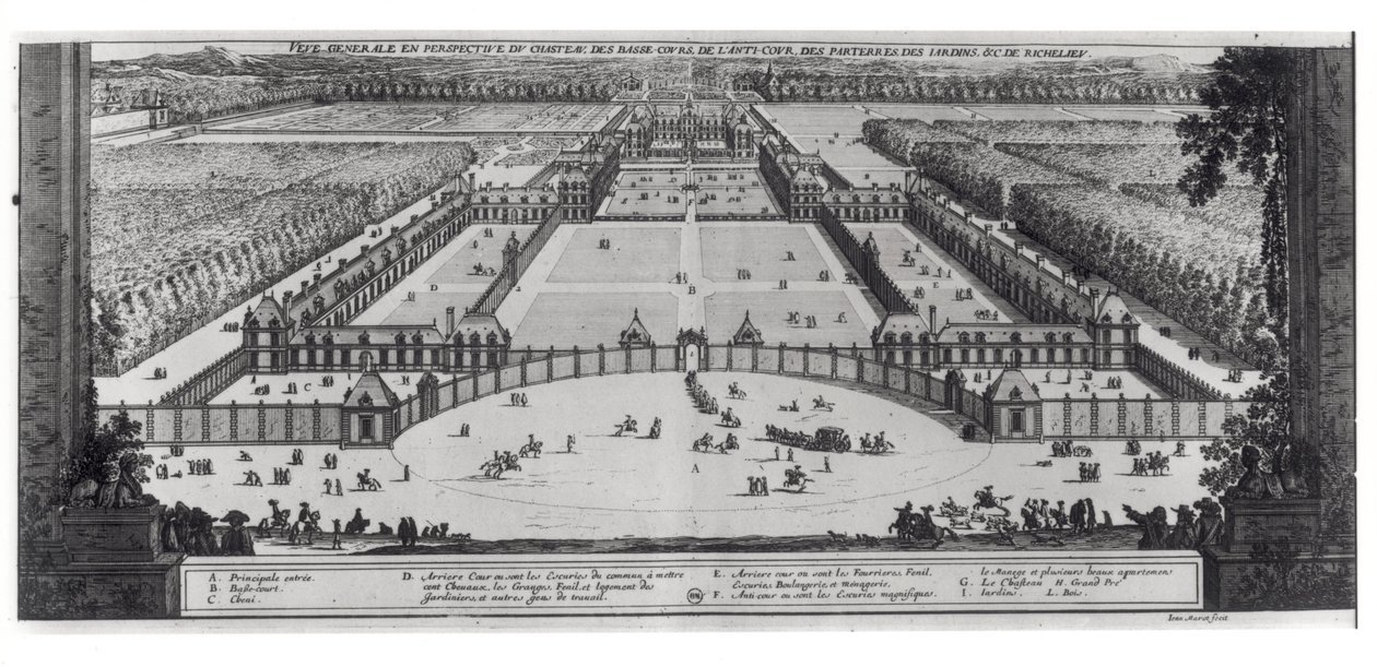 Perspectiva Geral Vista do Chateau e Jardins de Richelieu de Jean Marot
