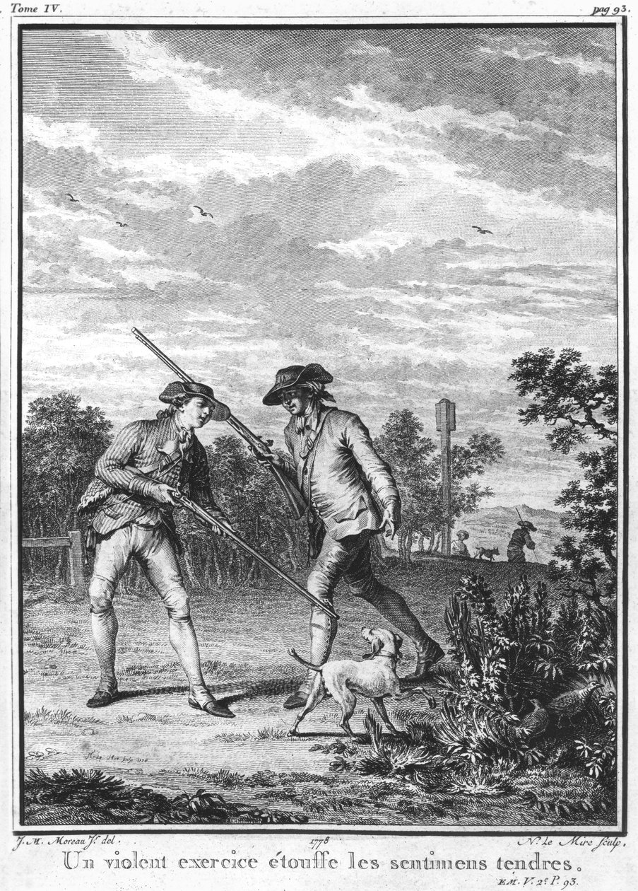 Ilustração de &39;L&39;Emile&39;, de Jean-Jacques Rousseau (1712-1778), gravada por Noel Le Mire (1724-1800), publicada em 1778 de Jean Michel the Younger Moreau