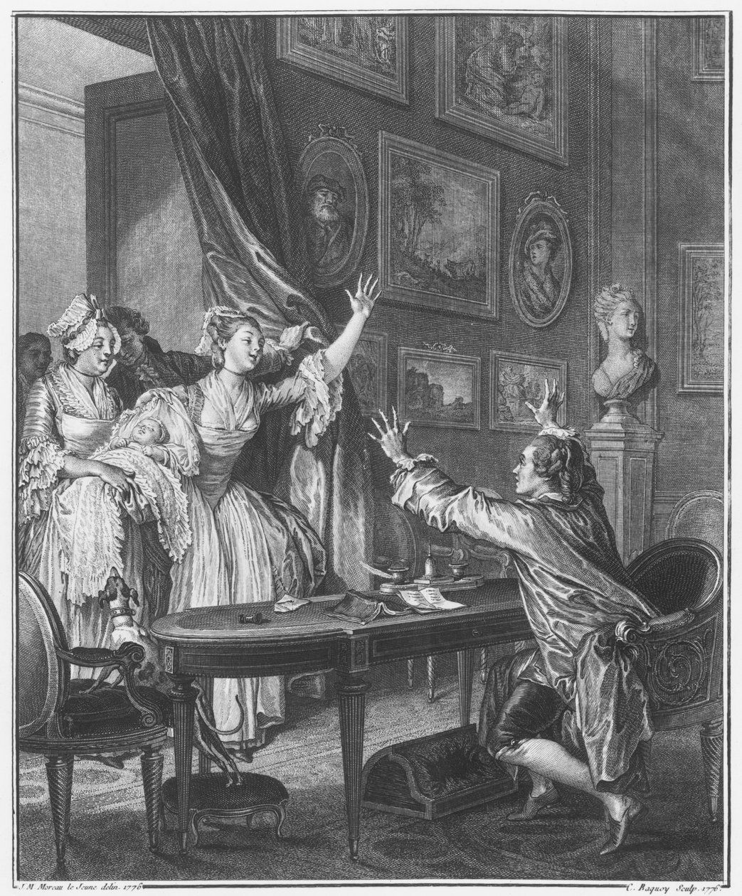 É um menino, gravado por Pierre Charles Baquoy (1759-1829) 1776 de Jean Michel the Younger Moreau