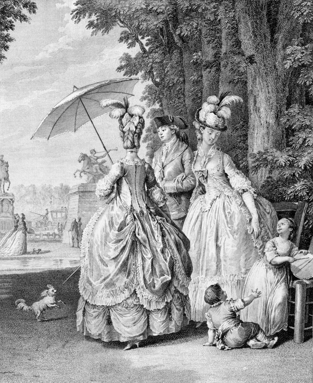 The Rendezvous at Marly, gravado por Carl Guttenberg (1743-1790) de Jean Michel the Younger Moreau