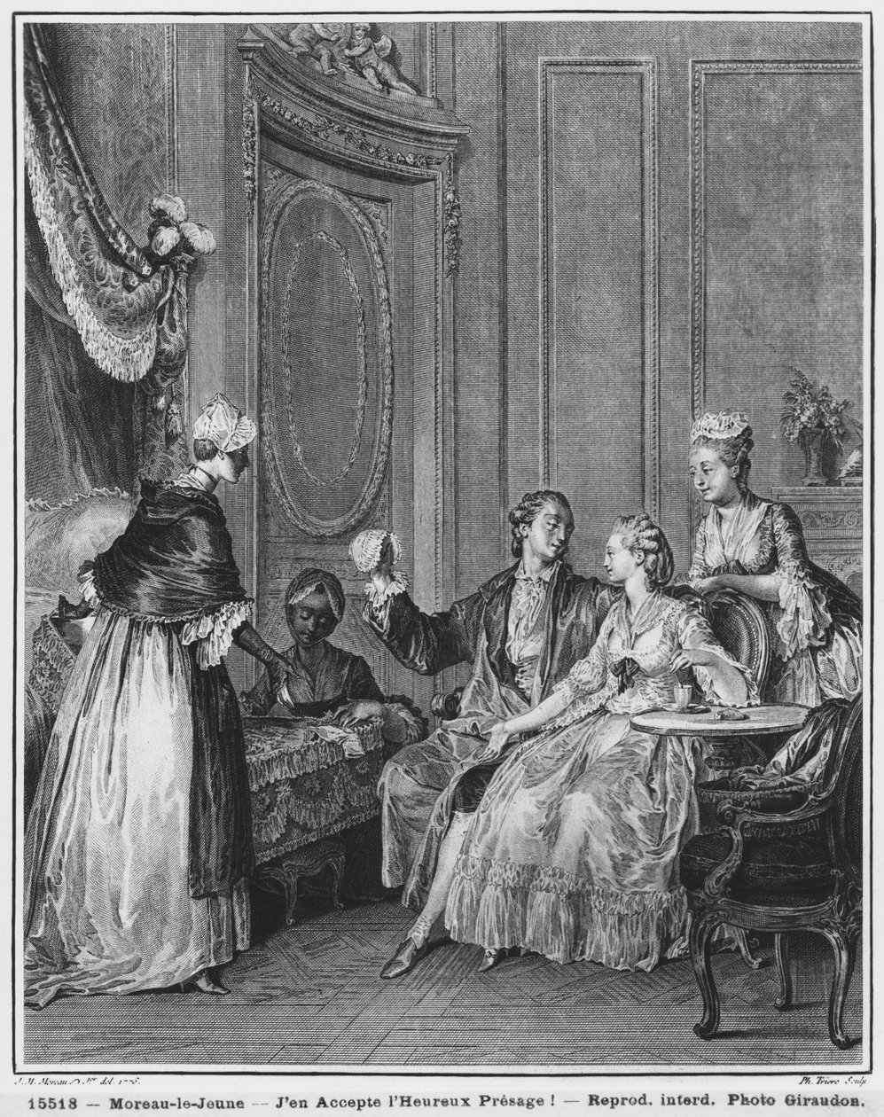 O bom presságio, gravado por Philippe Triere (1759-1815) 1776 de Jean Michel the Younger Moreau
