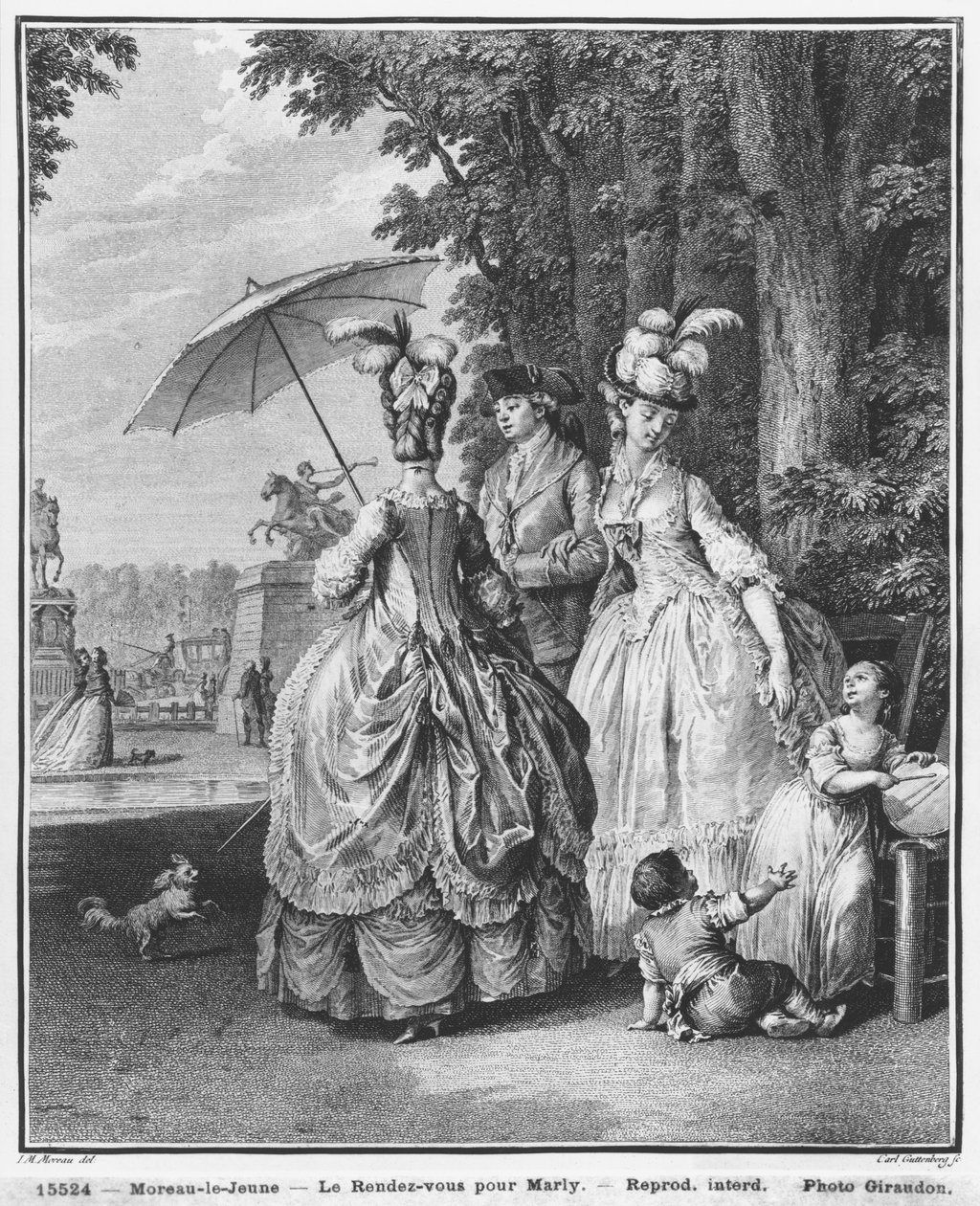 O encontro para Marly, gravado por Carl Guttenberg (1743-90) c.1777 de Jean Michel the Younger Moreau