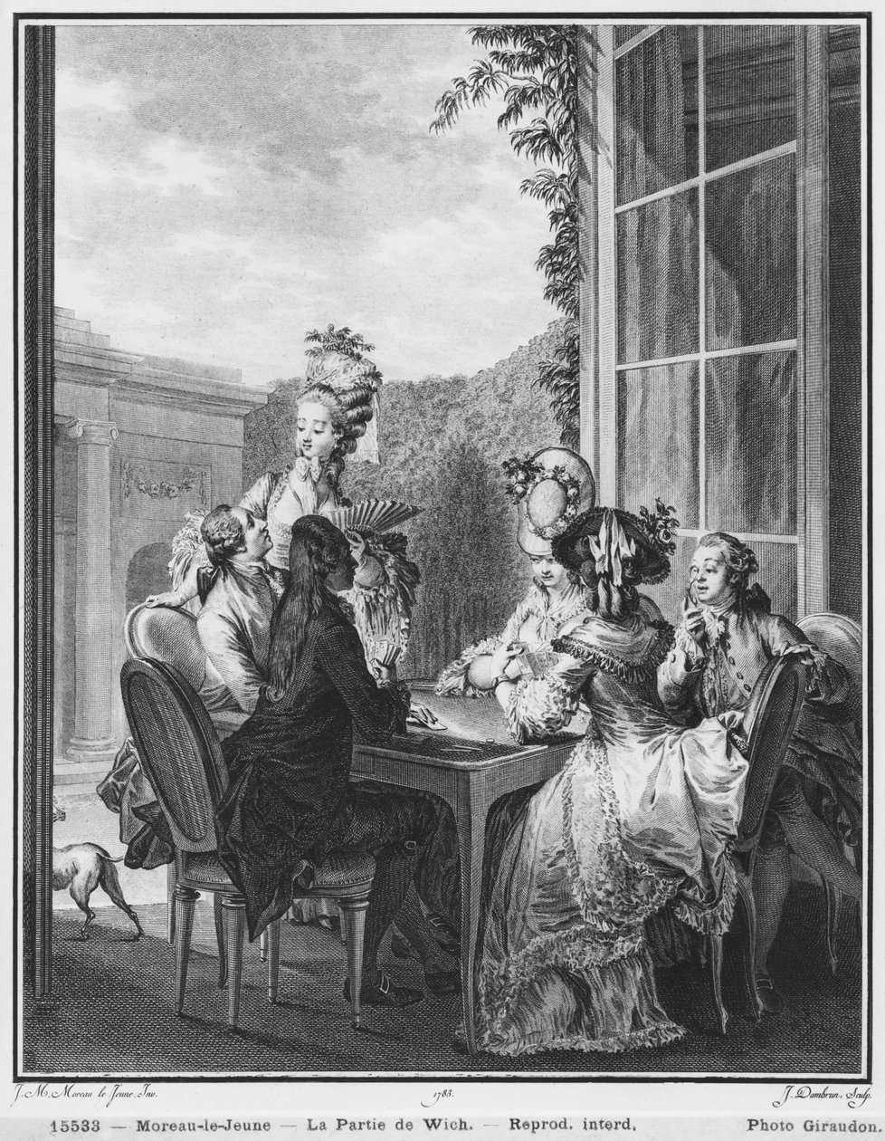 O partido do whist, gravado por Jean Dambrun (1741-after 1808) 1783 de Jean Michel the Younger Moreau