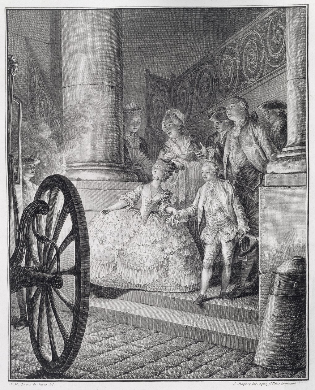 Viagem à Ópera, gravada por PC Baquoy (1759-1829) e CE Patas (1744-1802) de Jean Michel the Younger Moreau