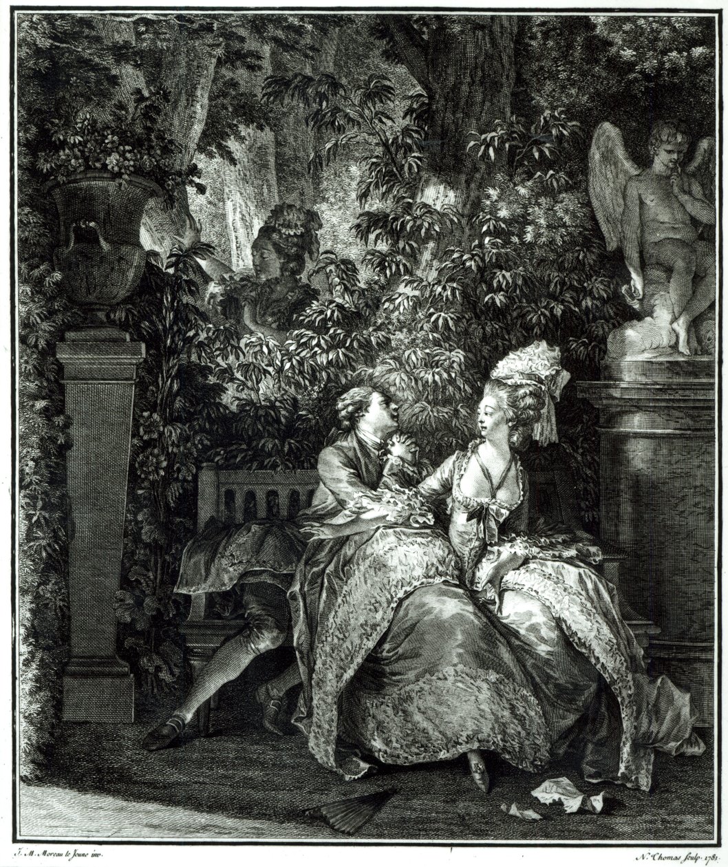 Sim ou não 1781, gravado por N. Thomas de Jean Michel the Younger Moreau