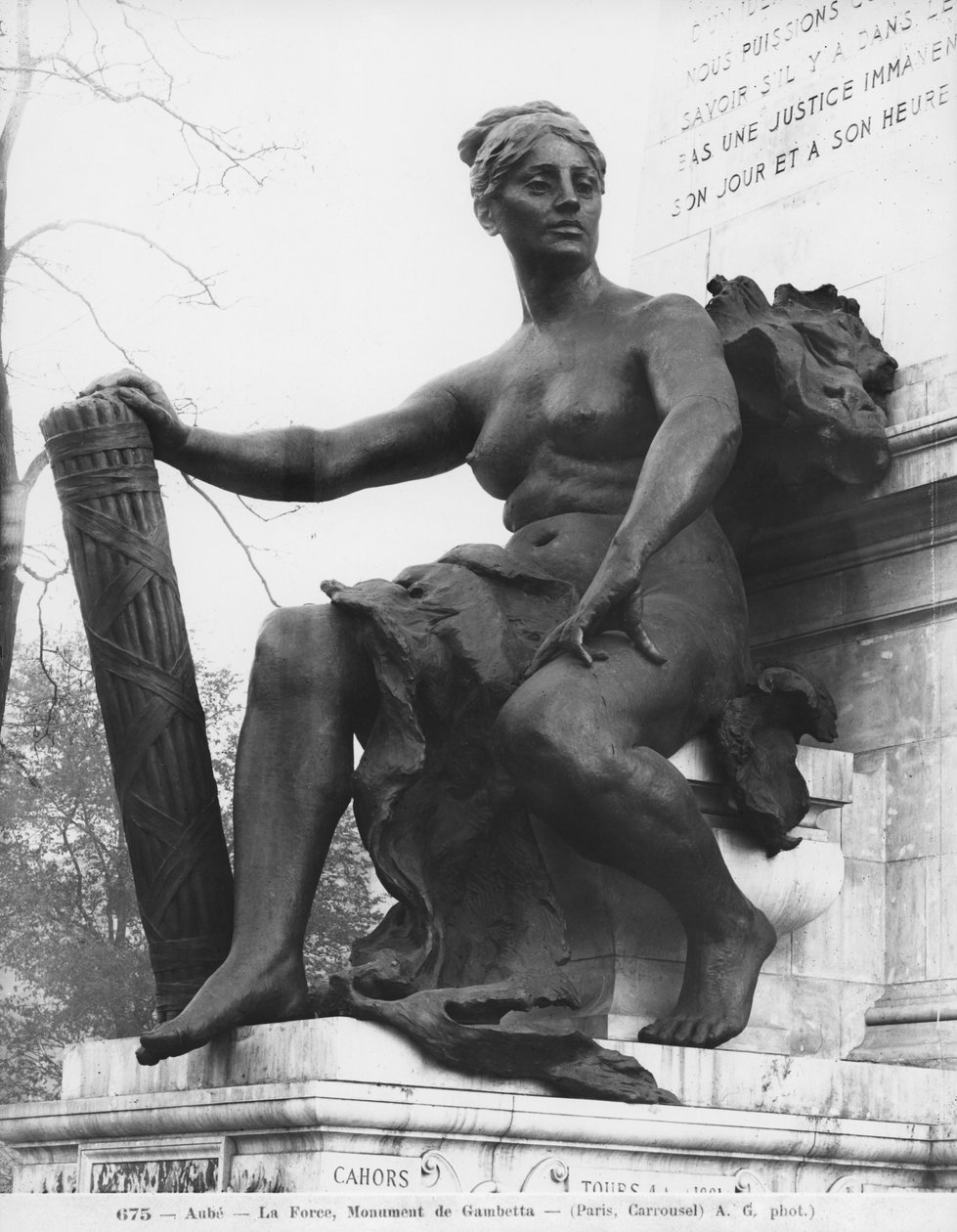 Monumento a Leon Gambetta, Força, cour Napoleon, Louvre, 1888 (detalhe) (ver também 346101 a 346103) (bronze e pedra) de Jean Paul Aube