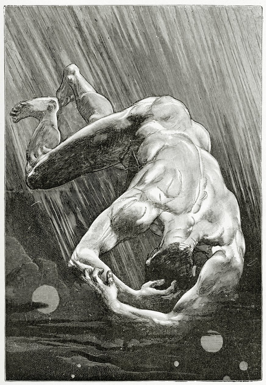 La Fin de Satã, século XIX (gravura bw) de Jean Paul Laurens