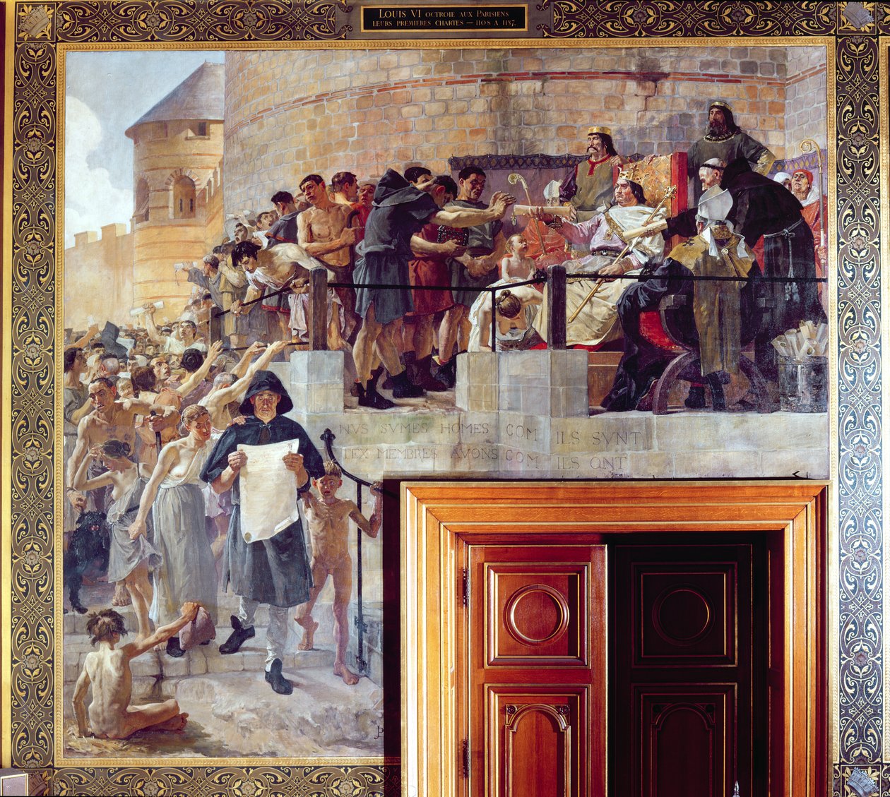 Louis Le Gros (1080-1137) (Rei Louis VI) Concedendo aos primeiros parisienses sua primeira Carta de Jean Paul Laurens